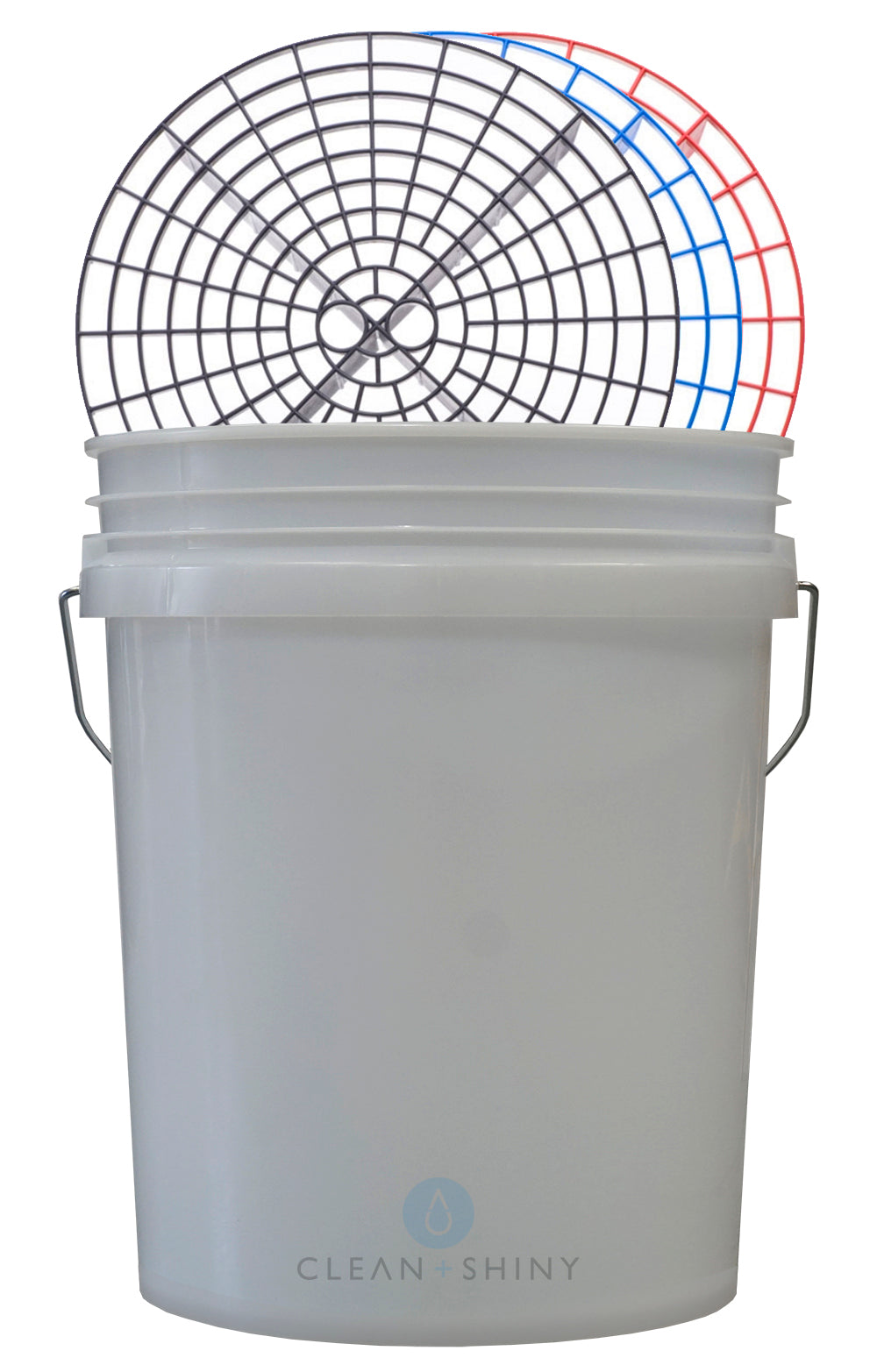 White 5 Gallon Wash Bucket With Blue Grit Guard Insert