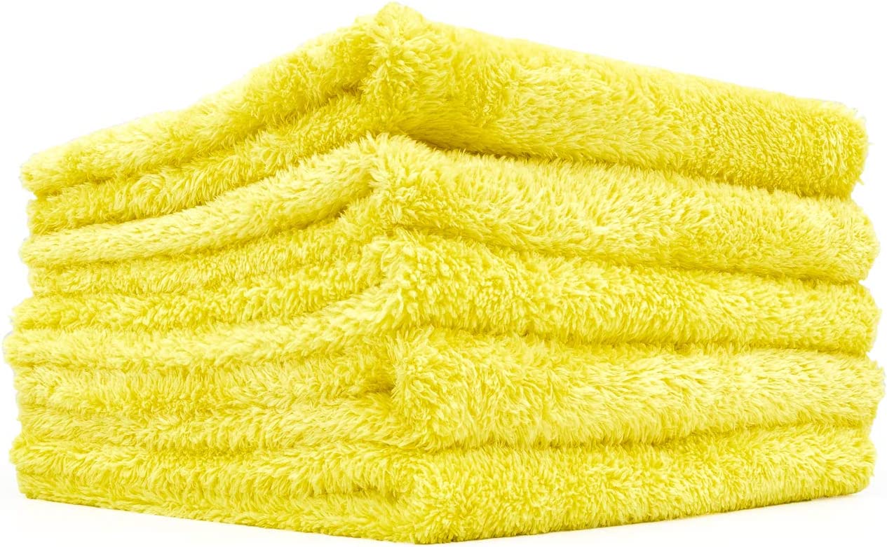 The Rag Company Eagle Edgeless 350 16 x 16 Plush Microfiber Towel - Yellow