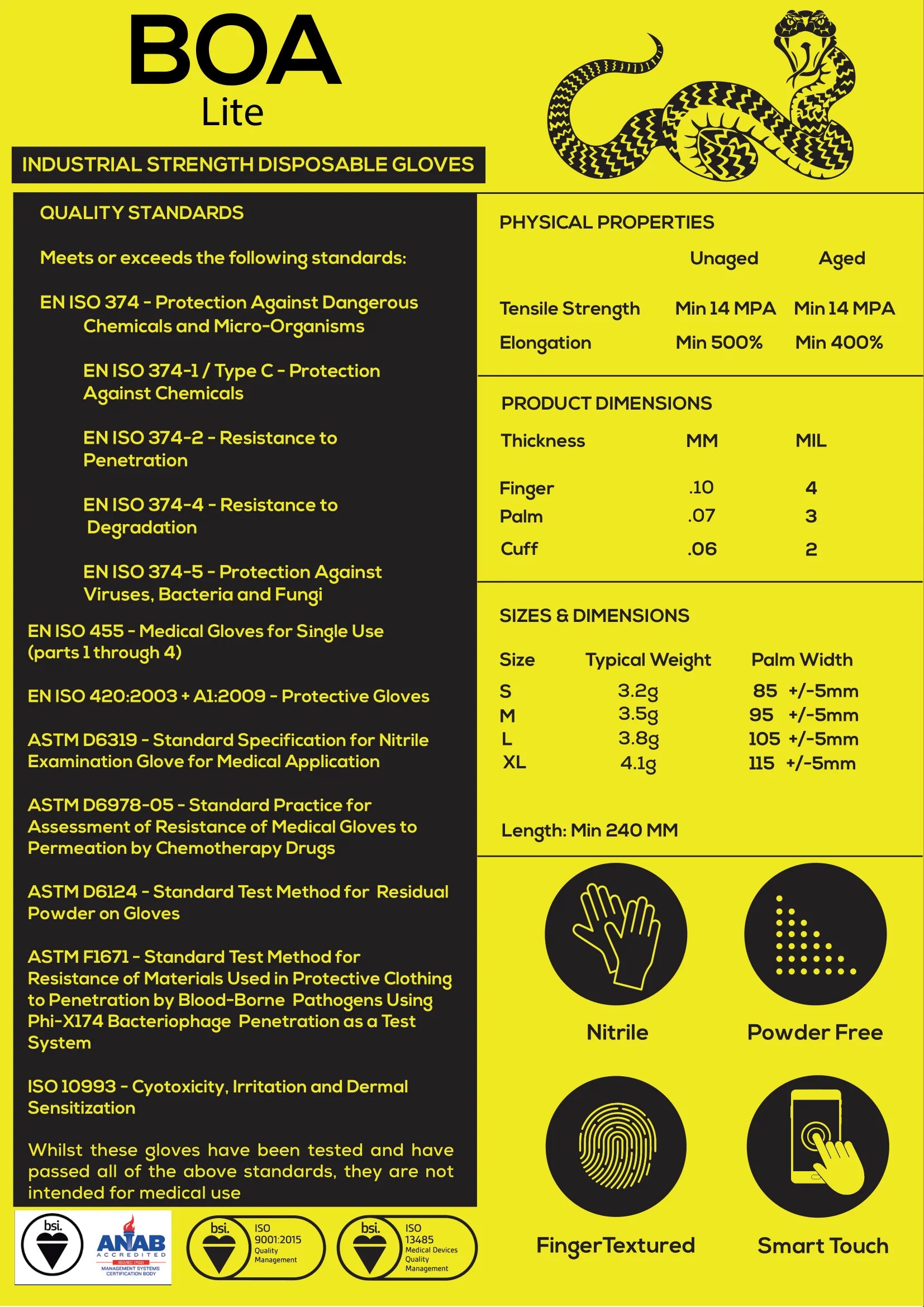 Tough Glove BOA Lite - Nitrile Gloves