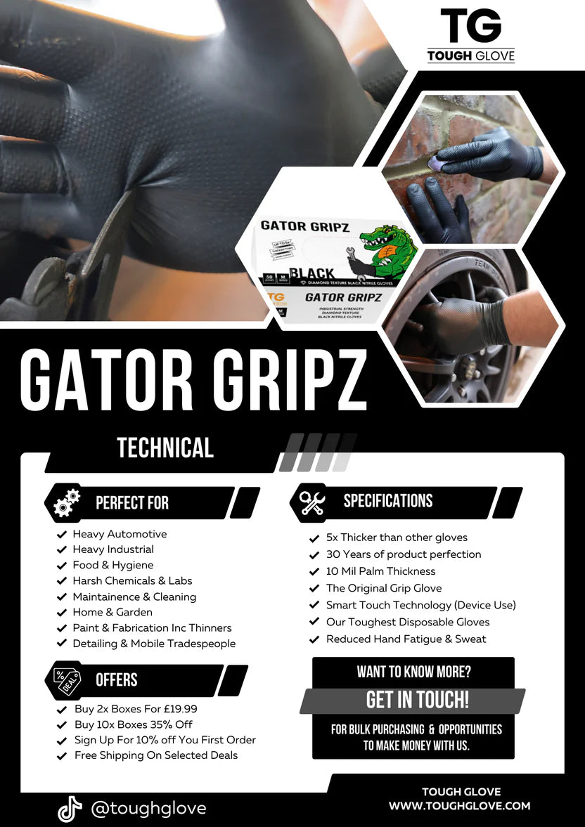 Tough Glove BLACK Gator Gripz